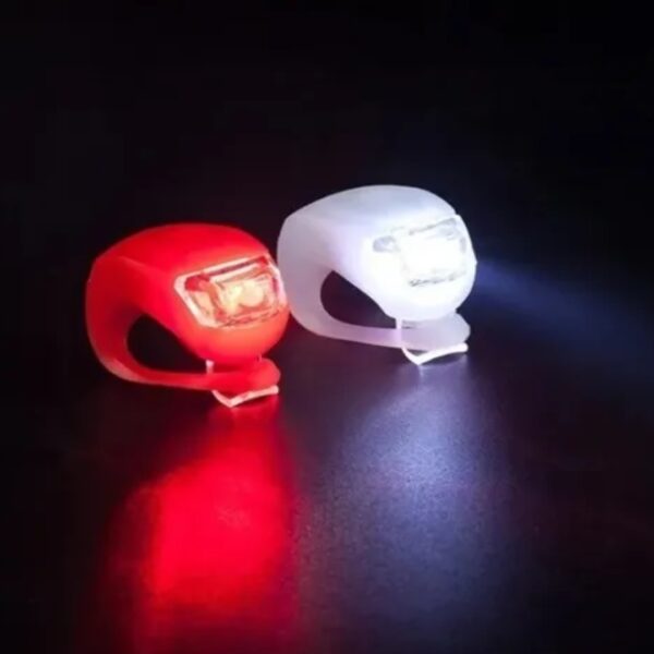 Kit x 5 Kit Luces Bicicleta Silicona Led Blanca + Roja Pilas Color Rojo - Image 2