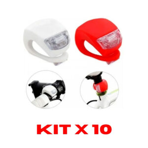 Kit x 10 Kit Luces Bicicleta Silicona Led Blanca + Roja Pilas Color Rojo
